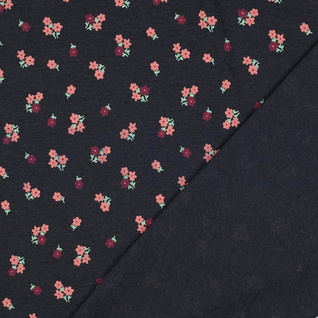 JERSEY MELANGE FLOWERS INDIGO #4