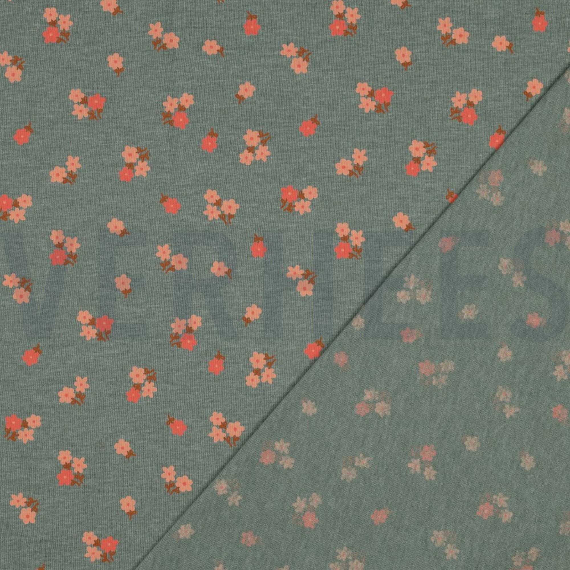 JERSEY MELANGE FLOWERS DARK MINT (high resolution) #4