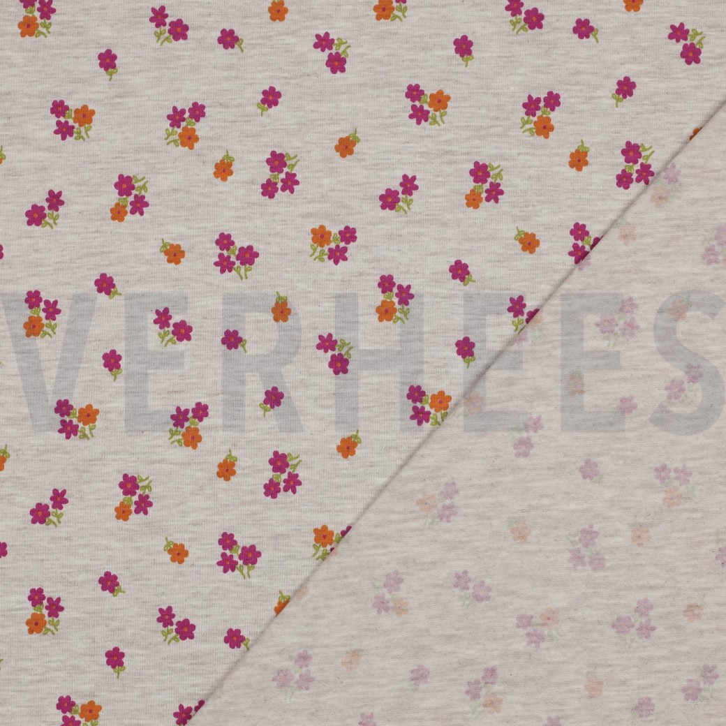 JERSEY MELANGE FLOWERS LIGHT SAND #4