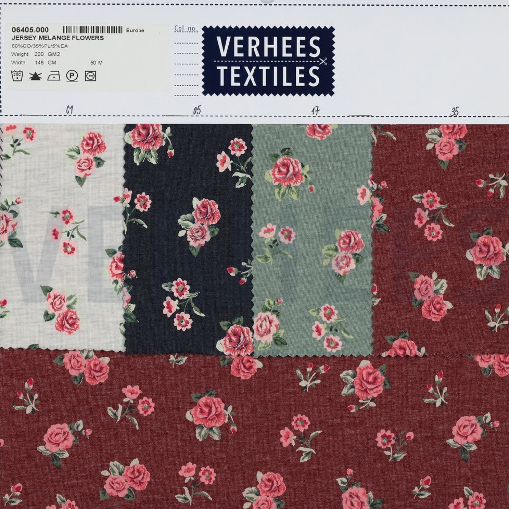 JERSEY MELANGE FLOWERS BERRY MELANGE #4