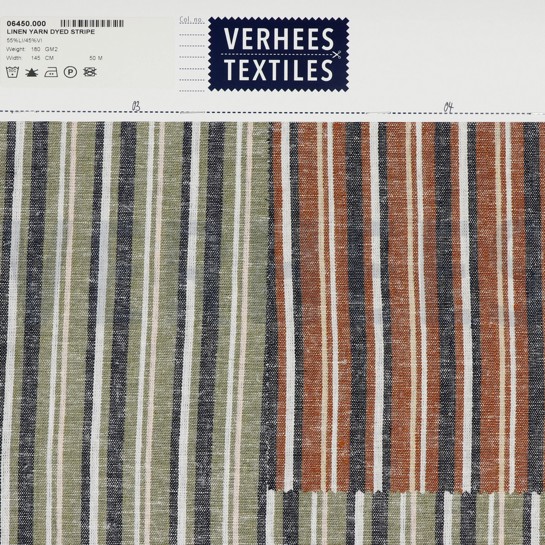 LINEN YARN DYED STRIPES RUST #7