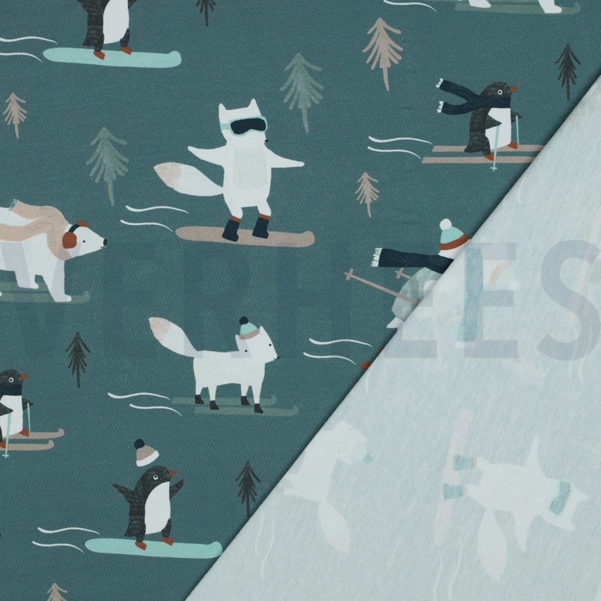 FRENCH TERRY DIGITAL WINTER ANIMALS SAGE (high resolution) #4