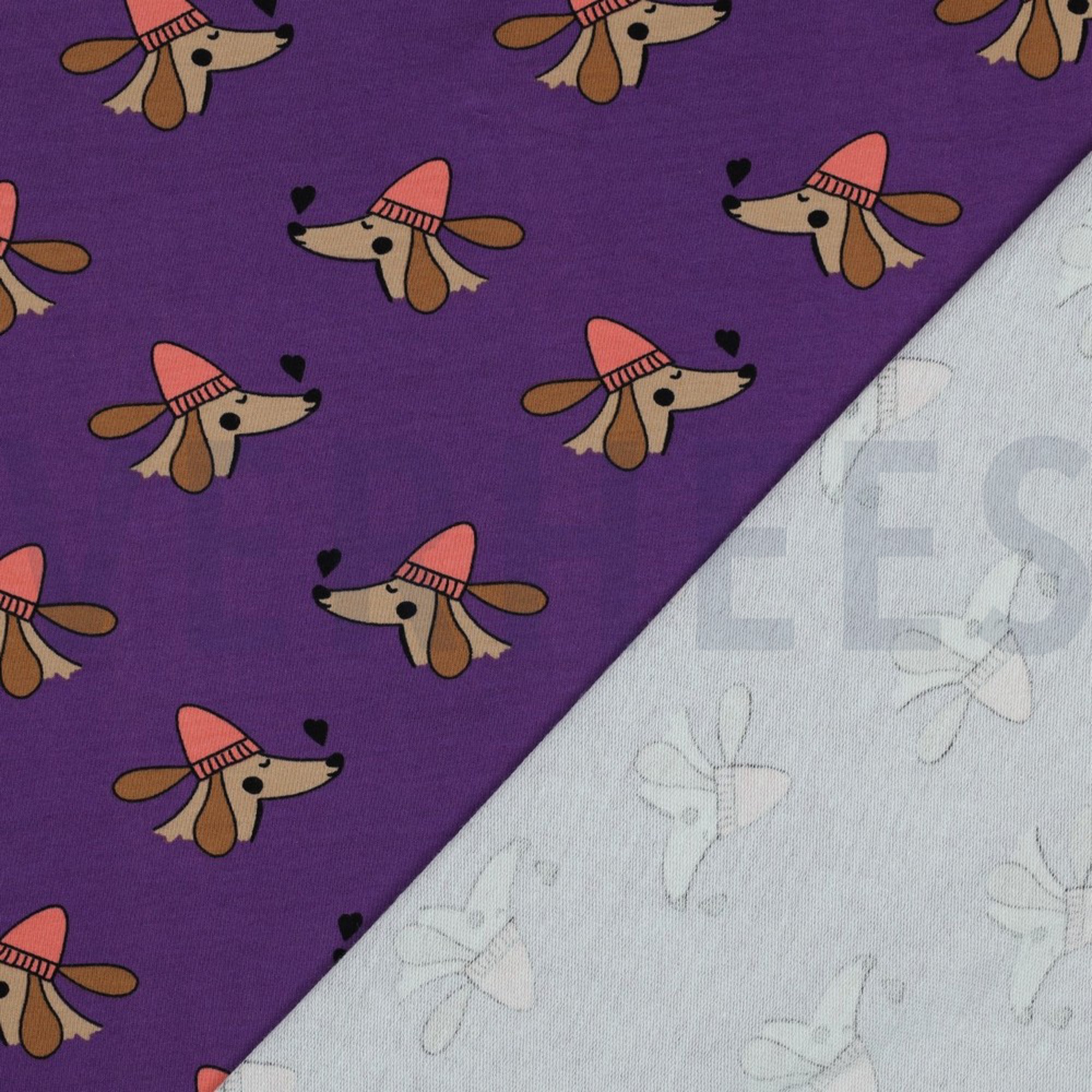 FRENCH TERRY DOGS AND HEARTS PURPLE (high resolution) #4