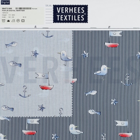 POPLIN DIGITAL MARITIME NAVY #7