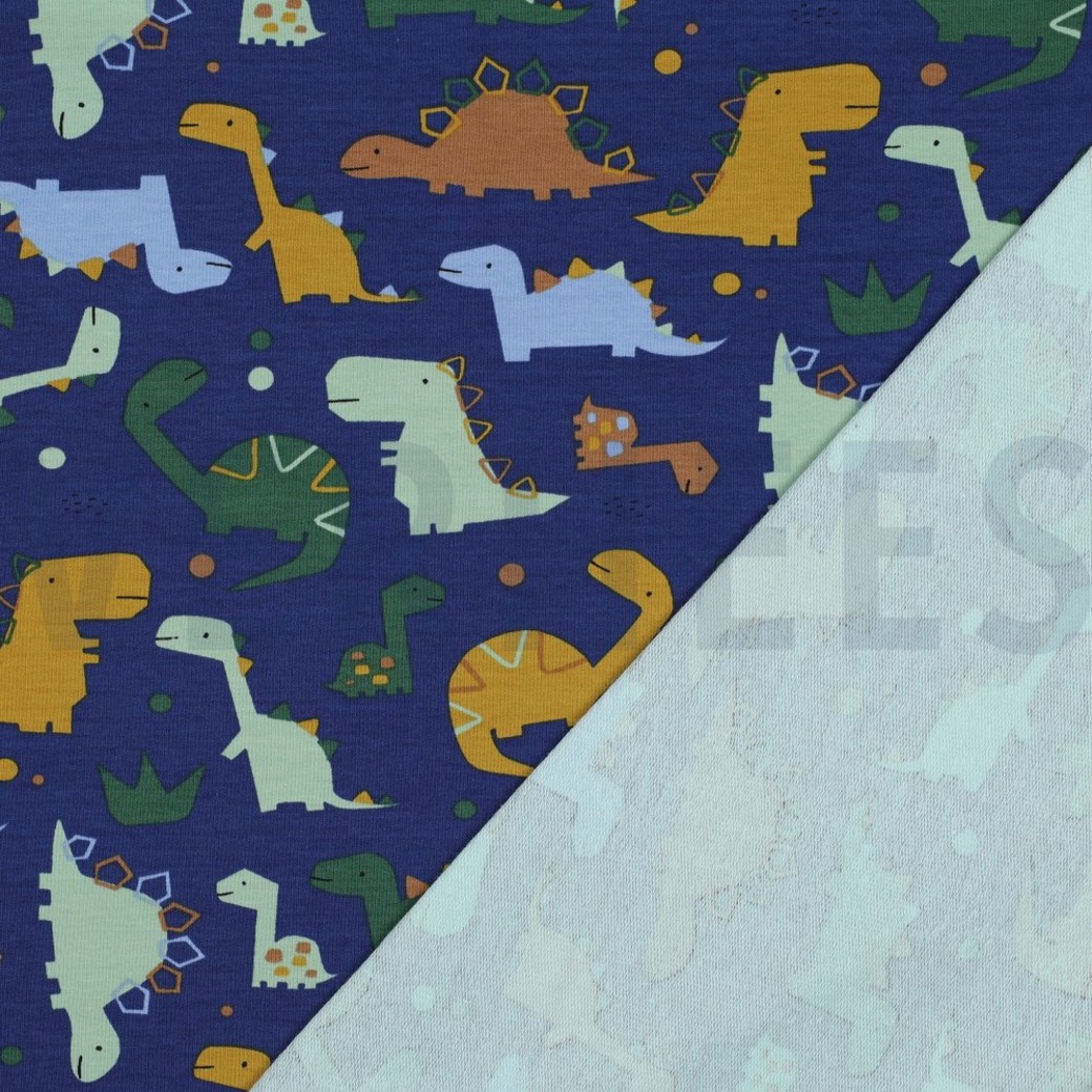 FRENCH TERRY DINOSAURS COBALT #4