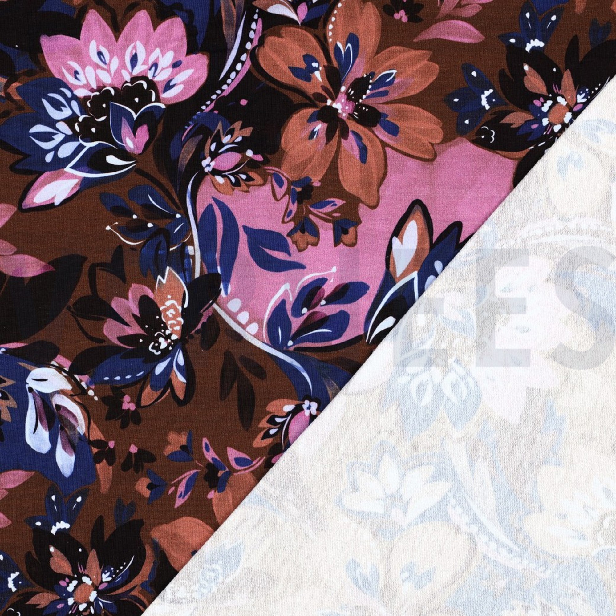 FRENCH TERRY DIGITAL FLOWERS BROWN (high resolution) #4