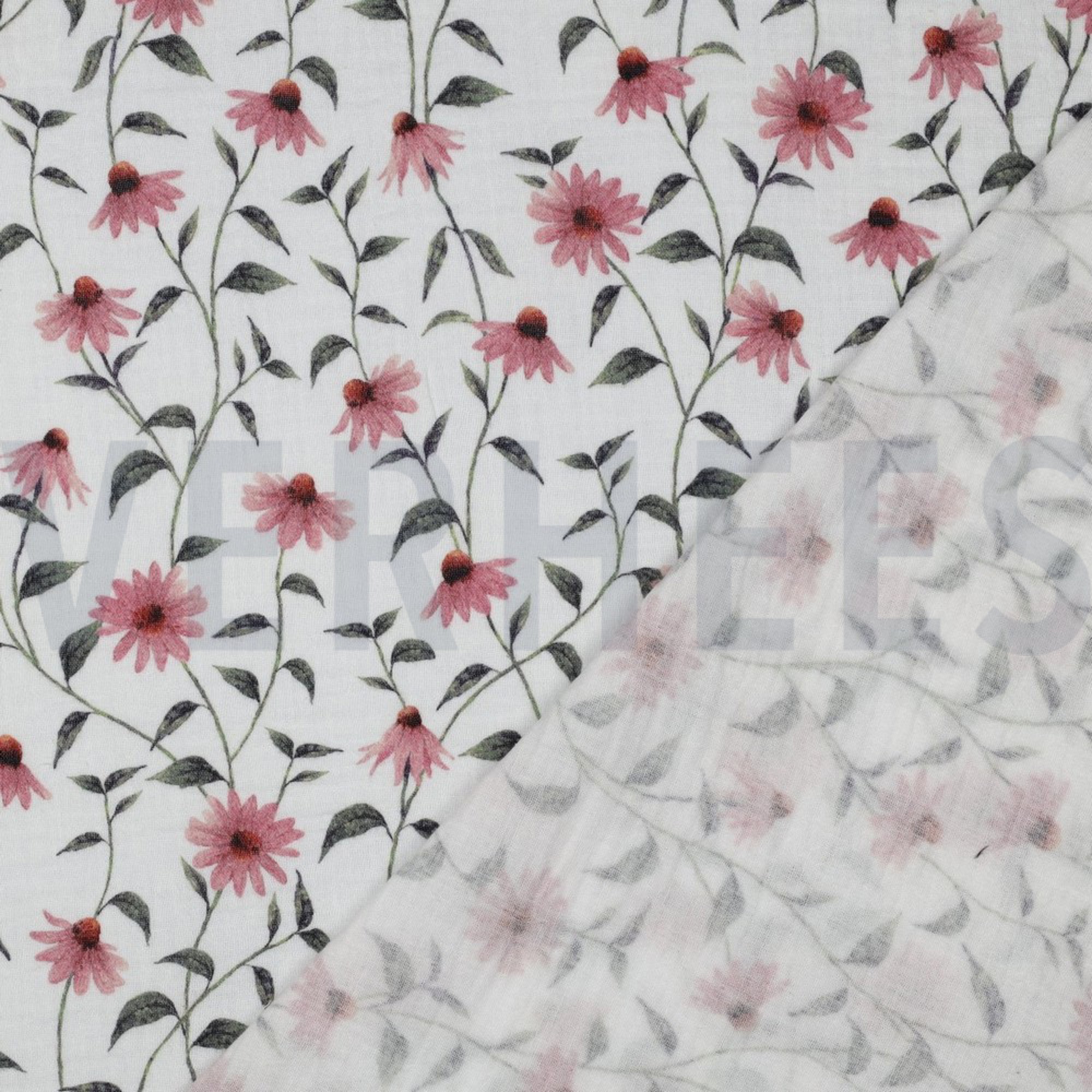 DOUBLE GAUZE GOTS DIGITAL FLOWERS WHITE (high resolution) #4
