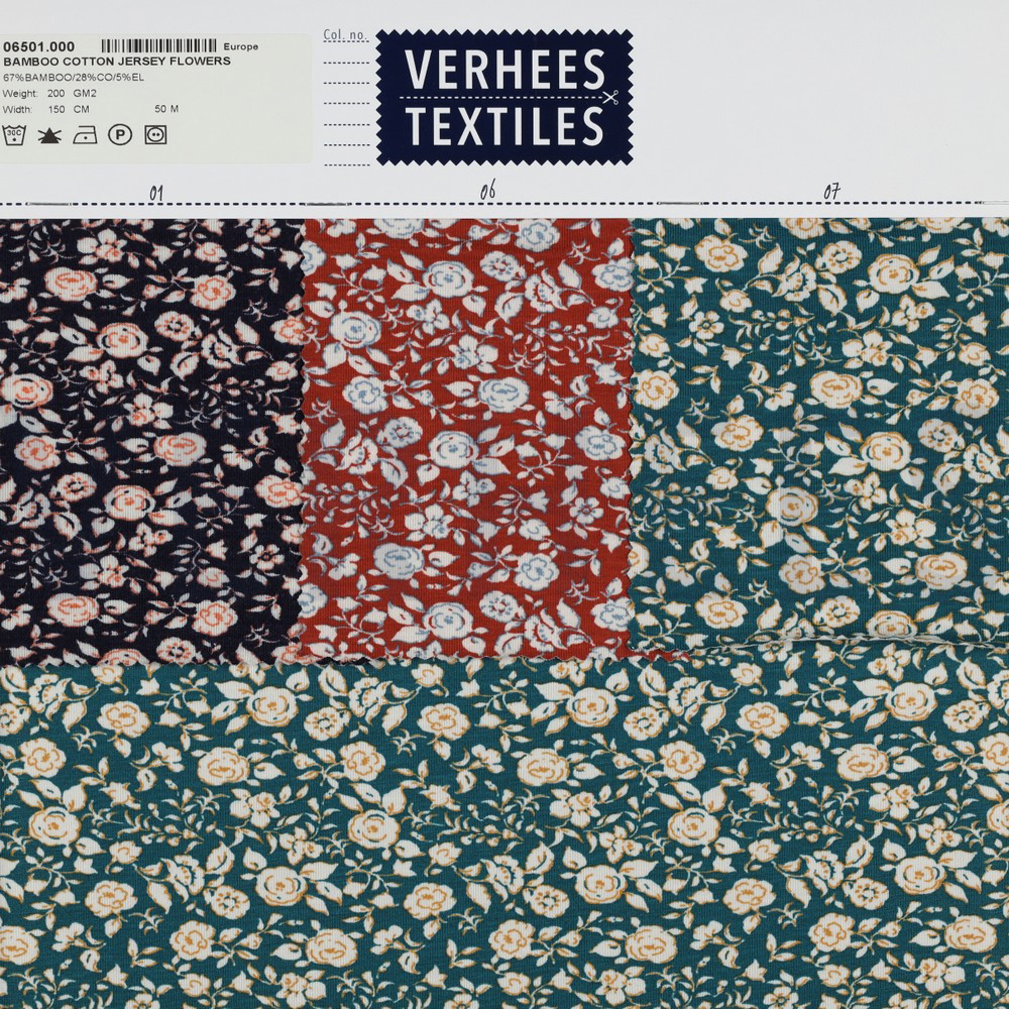 BAMBOO COTTON JERSEY FLOWERS DARK RED (high resolution) #4