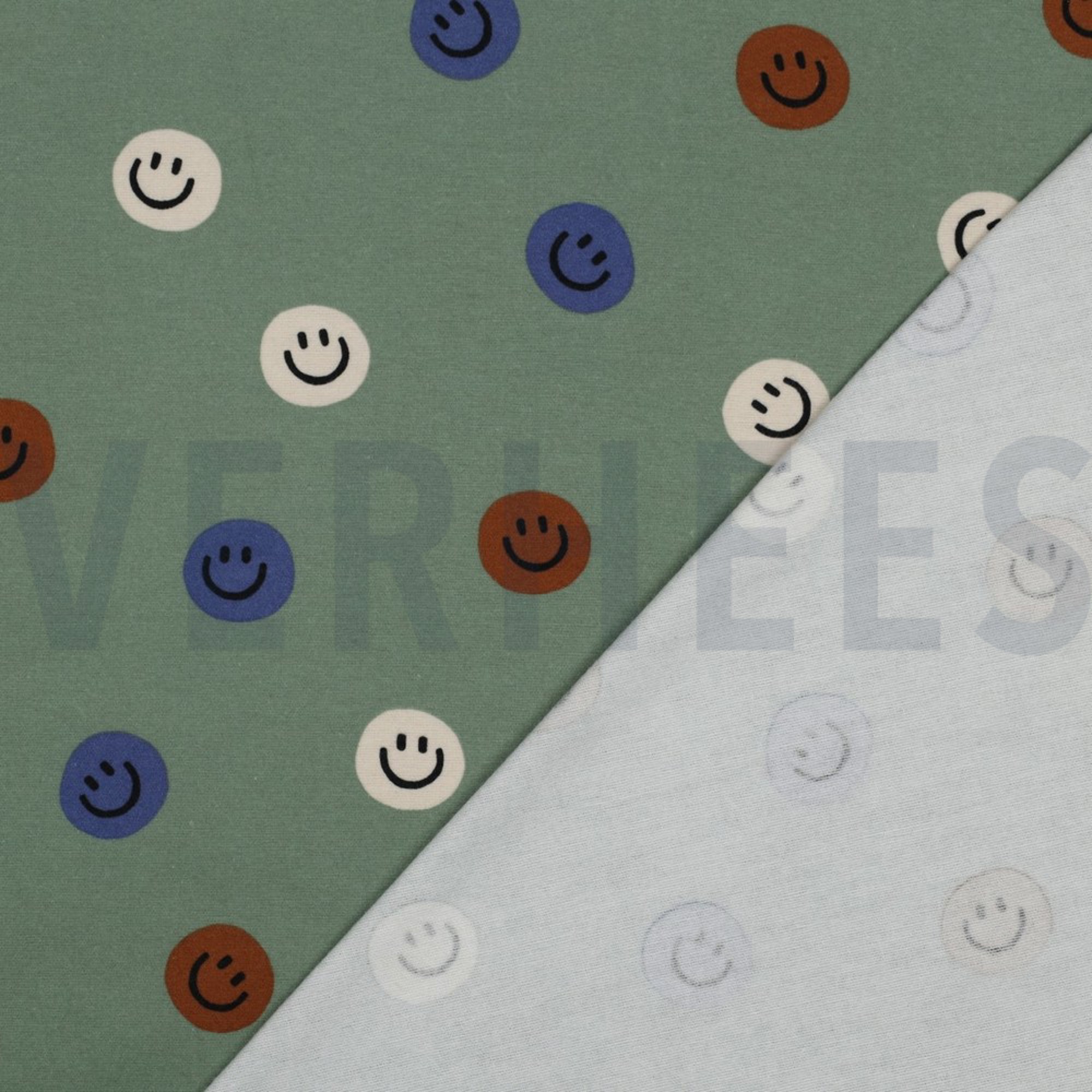 FLANNEL HAPPY FACES ARMY GREEN (high resolution) #4