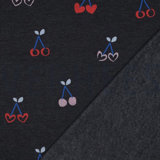 SWEAT MELANGE GLITTER CHERRIES INDIGO #7