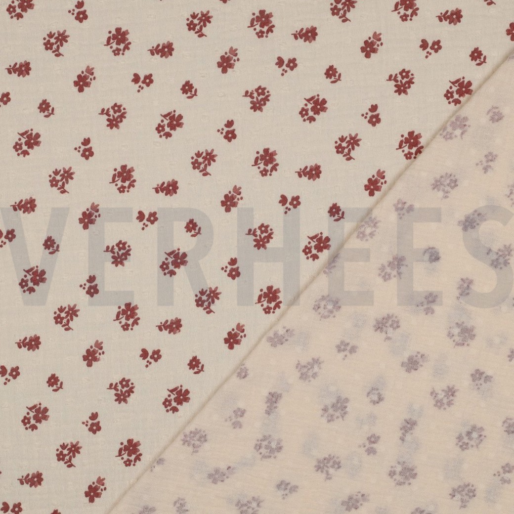 DOUBLE GAUZE DOBBY FLOWERS PEACH #4