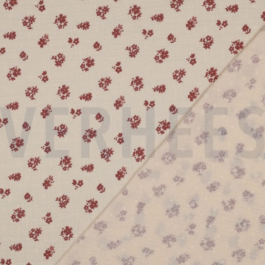 DOUBLE GAUZE DOBBY FLOWERS PEACH #7