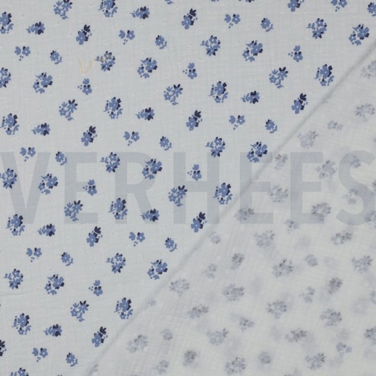 DOUBLE GAUZE DOBBY FLOWERS WHITE #7