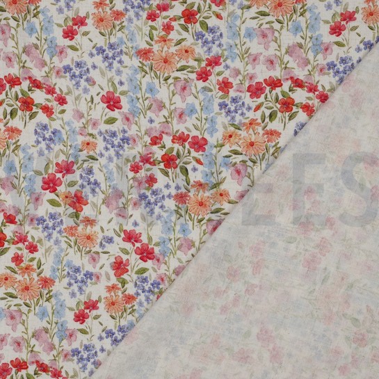 LIN VISCOSE CRÊPE DIGITAL FLEURS BLANC CASSÉ #7