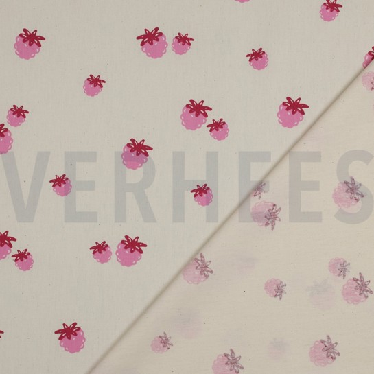 POPLIN GOTS NATURAL BERRIES NATURAL/ FUCHSIA #7