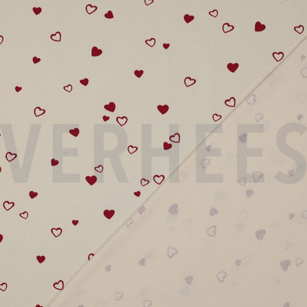 JERSEY GOTS NATURAL HEARTS NATURAL/ FUCHSIA #4