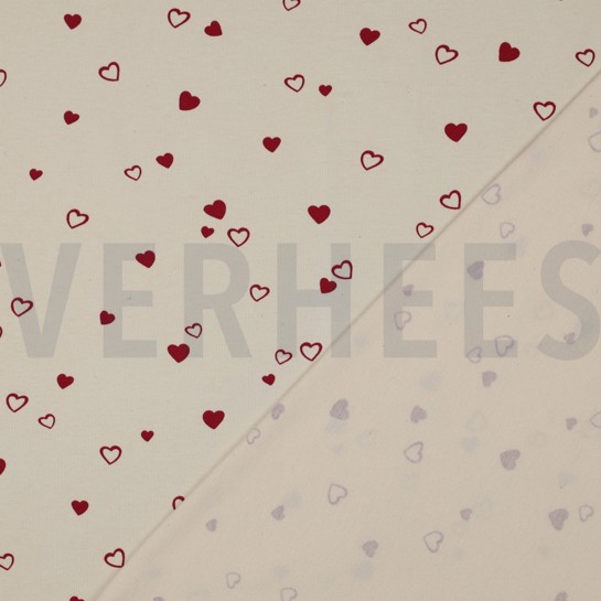 JERSEY GOTS NATURAL HEARTS NATURAL/ FUCHSIA #7