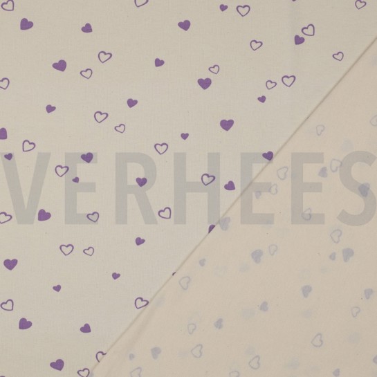 JERSEY GOTS NATURAL HEARTS NATURAL / LILAC #7