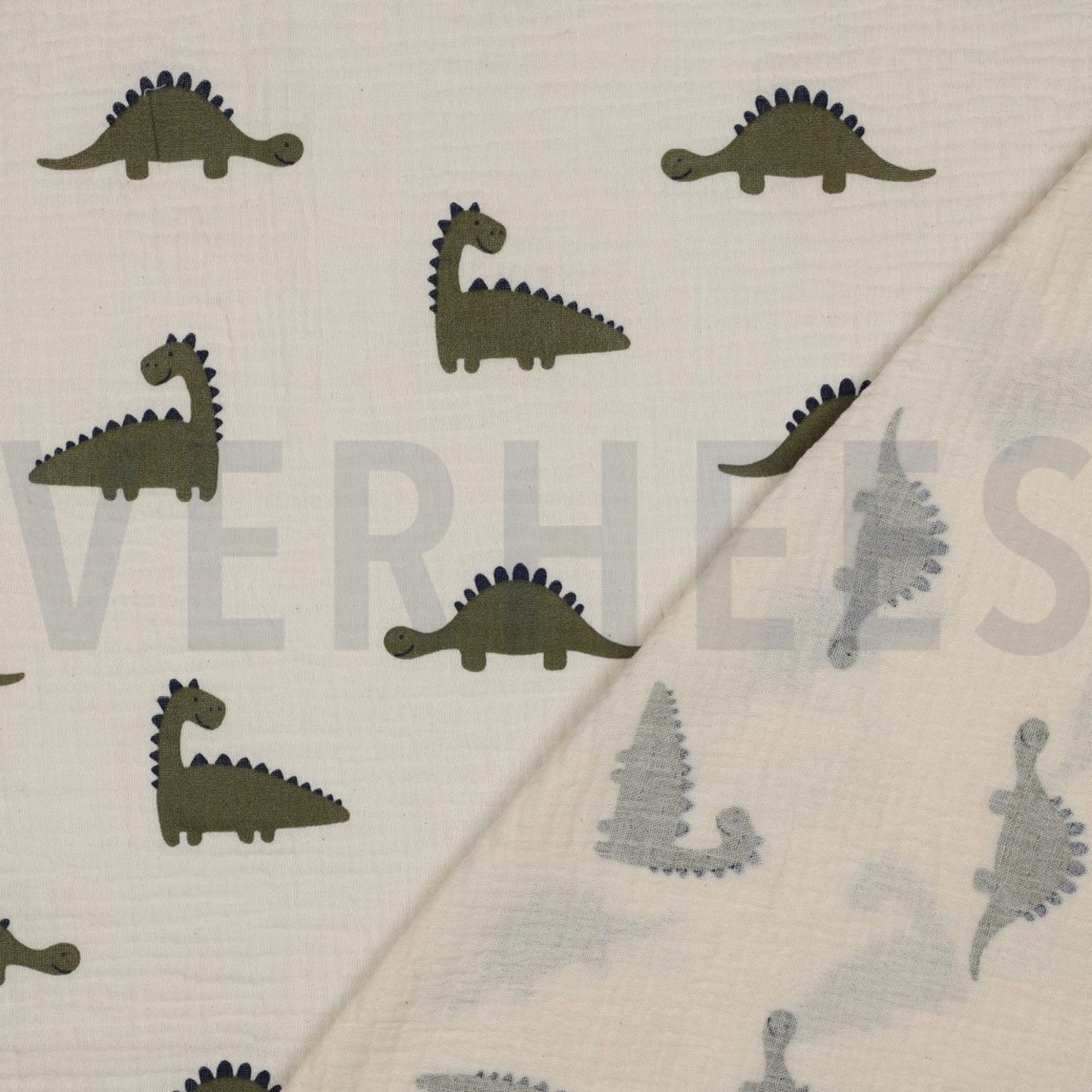 DOUBLE GAUZE GOTS NATURAL DINOSAURS NATURAL (high resolution) #4