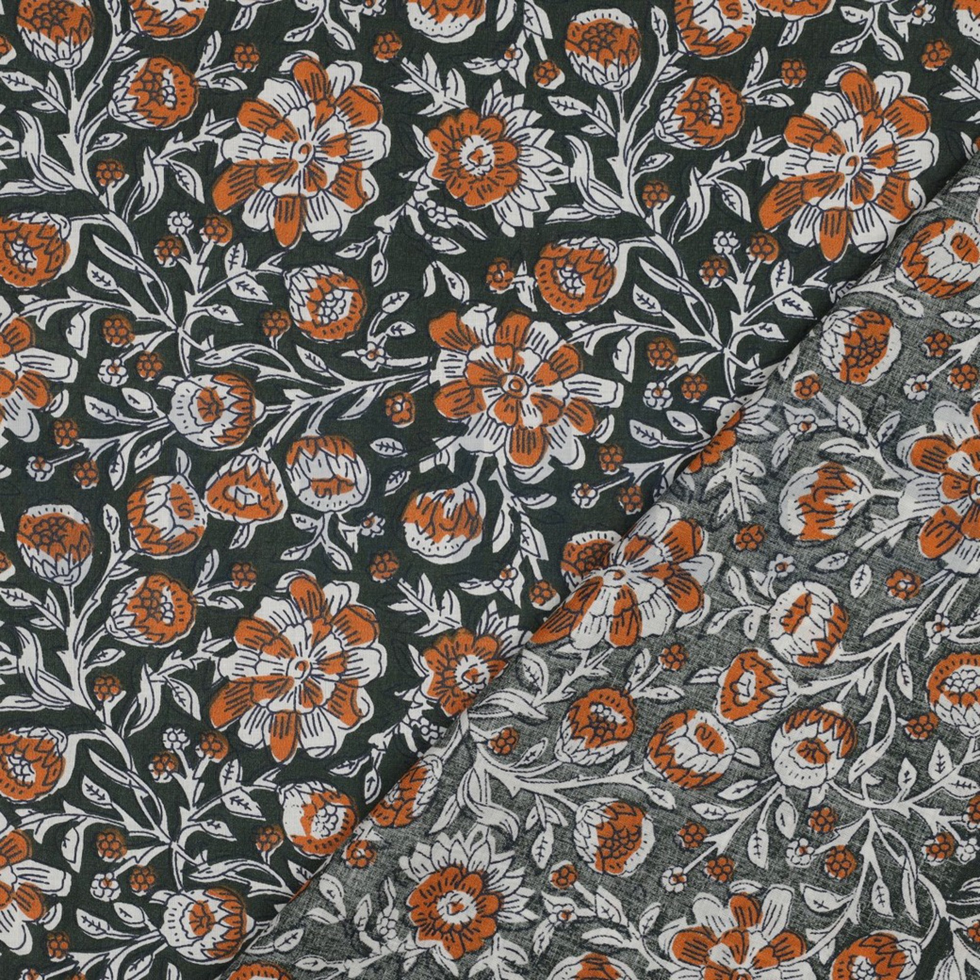 HANDCRAFTED BLOCK-PRINTED COTTON FLOWERS GREEN (high resolution) #4