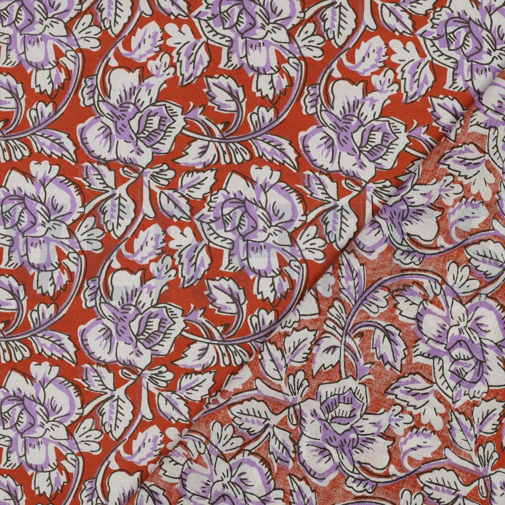 HANDCRAFTED BLOCK-PRINTED COTTON FLOWERS TERRACOTTA (high resolution) #4