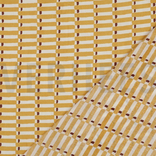 HANDCRAFTED BLOCK-PRINTED COTTON GEOMETRIC OCHRE #7