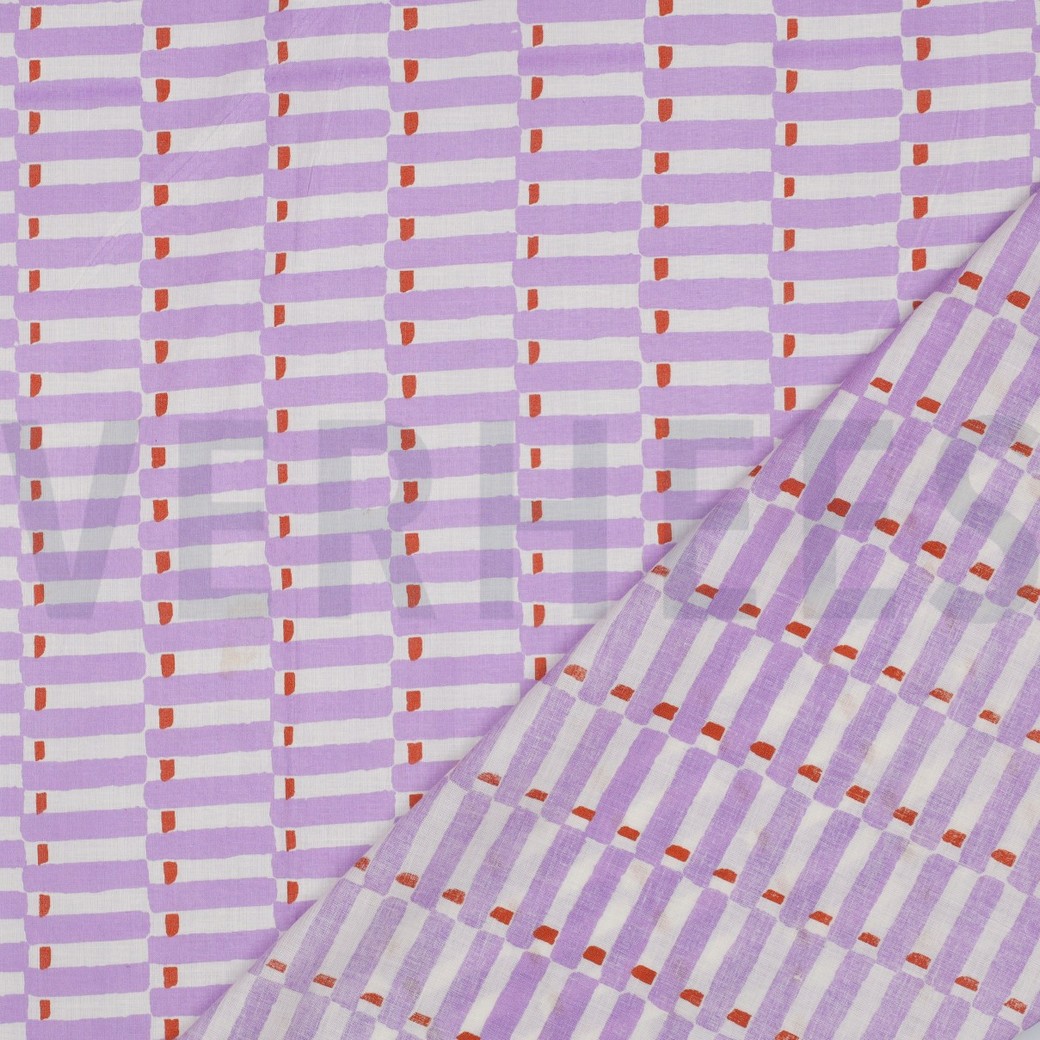 HANDCRAFTED BLOCK-PRINTED COTTON GEOMETRIC LILAC #4