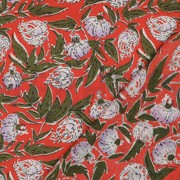 HANDCRAFTED BLOCK-PRINTED COTTON FLOWERS CORAL (thumbnail) #4