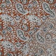 HANDCRAFTED BLOCK-PRINTED COTTON PAISLEY COGNAC (thumbnail) #4