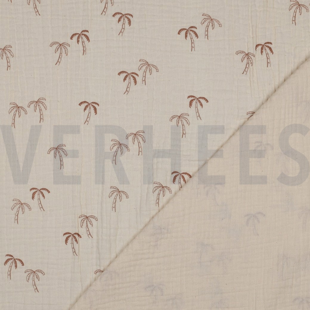 DOUBLE GAUZE GOTS NATURAL PALMTREES NATURAL #4