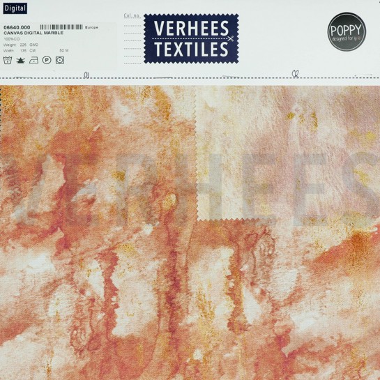 CANVAS DIGITAAL MARMER LICHTROZE / GOUD #7