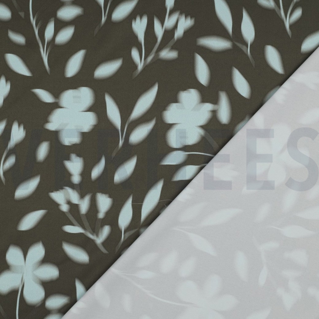 ROYAL MICRO SATIN DIGITAL FLOWERS ARMY GREEN #4