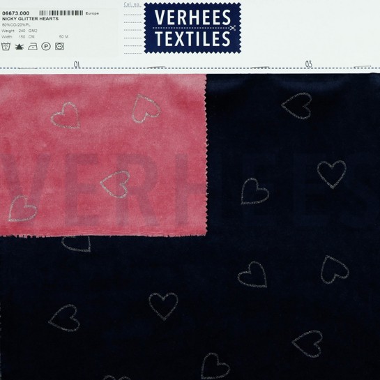 NICKI VELOURS GLITZER HERZEN MARINEBLAU #7