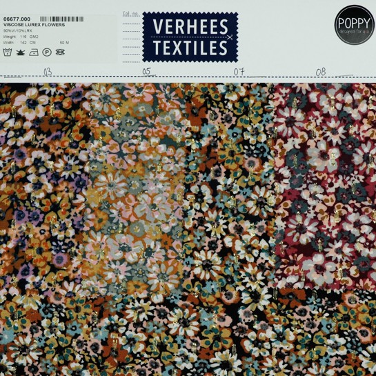 VISCOSE LUREX FLOWERS BLACK/ HONEY #7