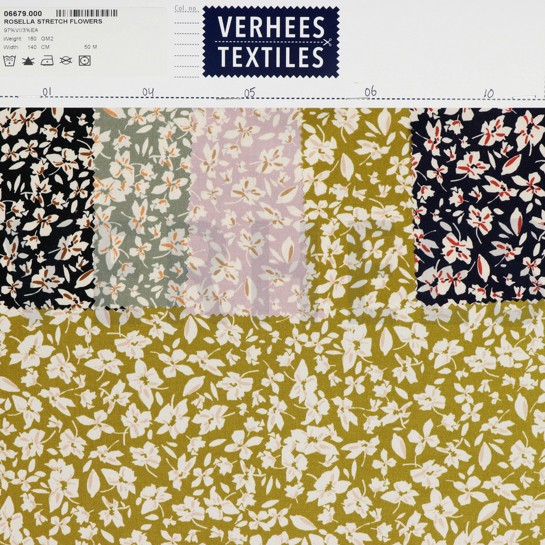 VISCOSE ROSELLA STRETCH BLOEMEN LICHT LILA #7