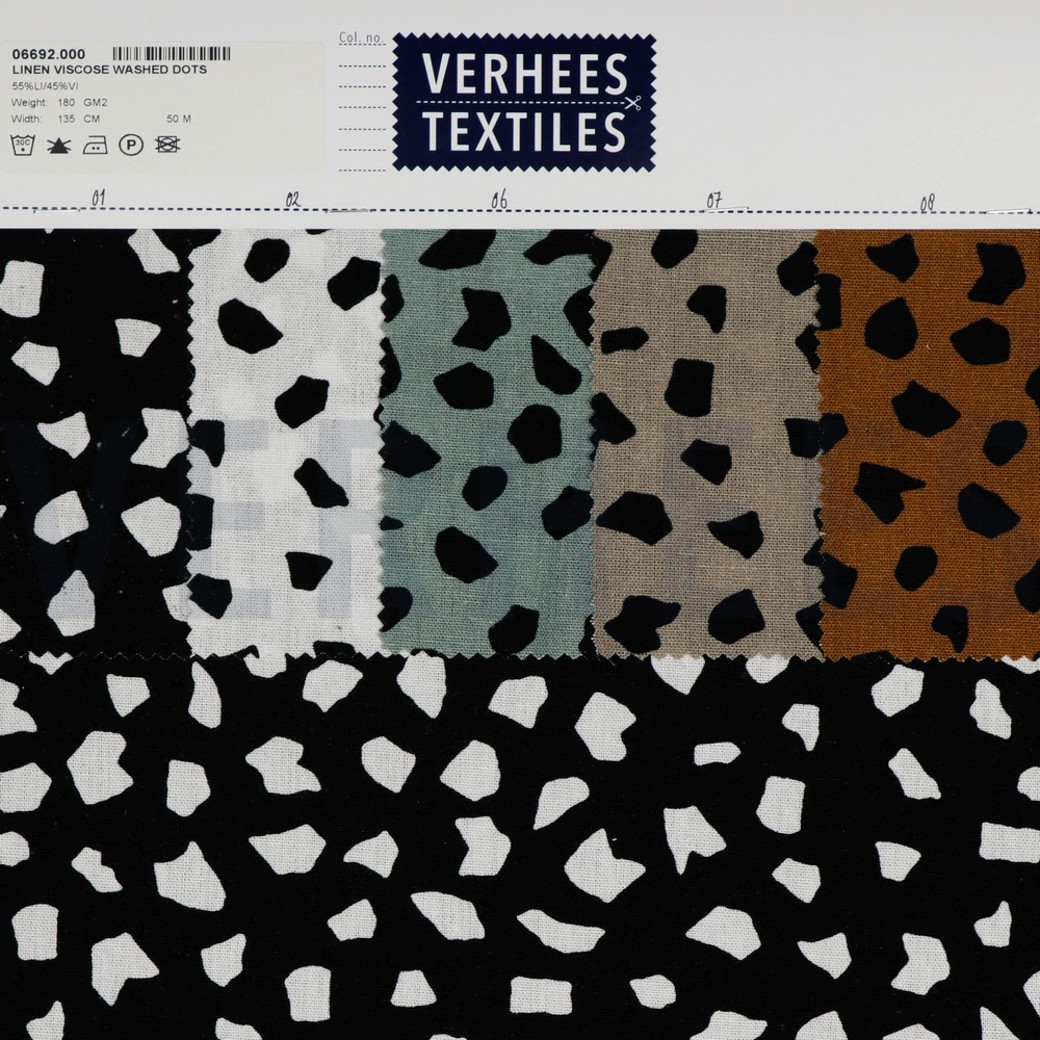 LINEN VISCOSE WASHED DOTS LIGHT BROWN #4