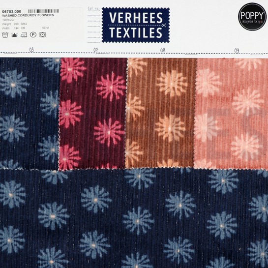 GEWASCHEN CORDUROY BLUMEN AUBERGINE #7