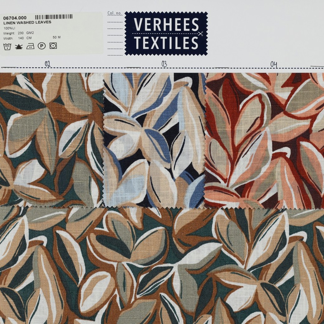 LINEN WASHED LEAVES BROWN #4