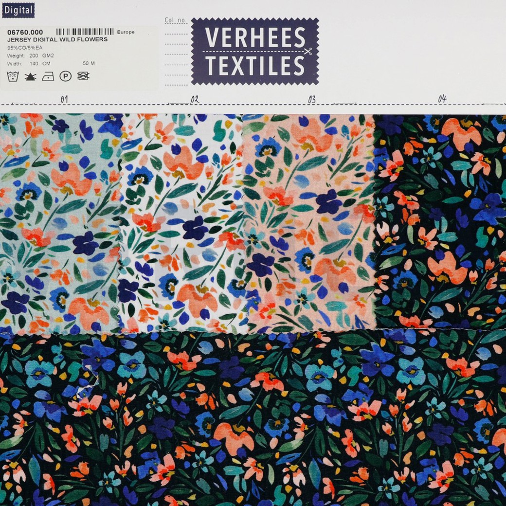JERSEY DIGITAL WILD FLOWERS LIGHT SALMON #4