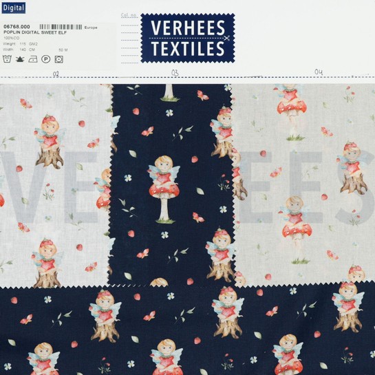 BAUMWOLLE POPELINE DIGITAL SÜSSER ELF HELL SAND #7