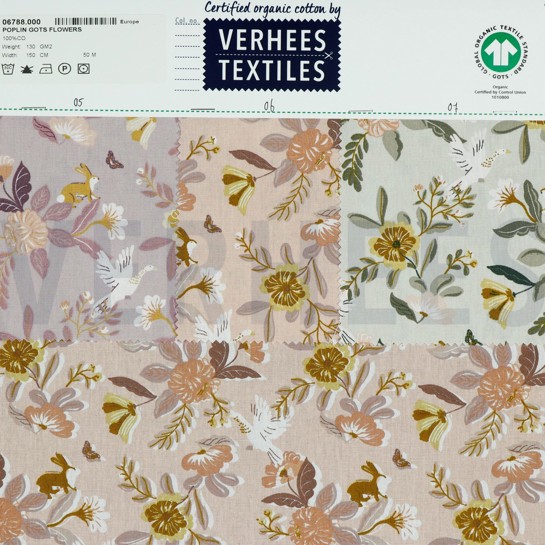 KATOENEN POPLIN GOTS BLOEMEN OUDROZE #7