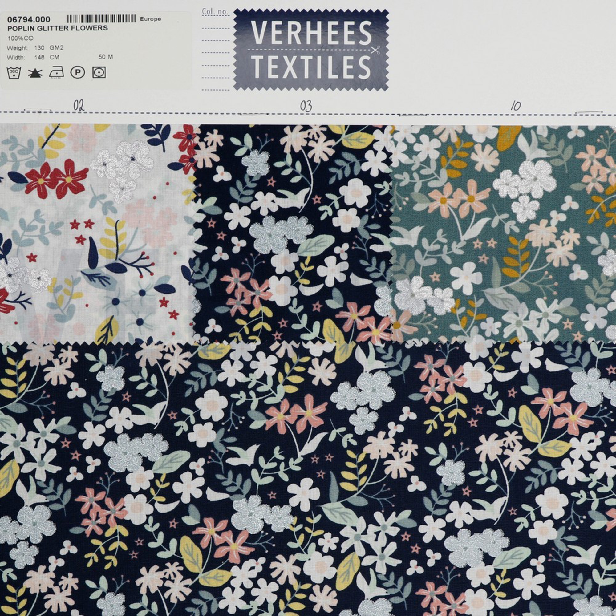 POPLIN GLITTER FLOWERS WHITE (high resolution) #4