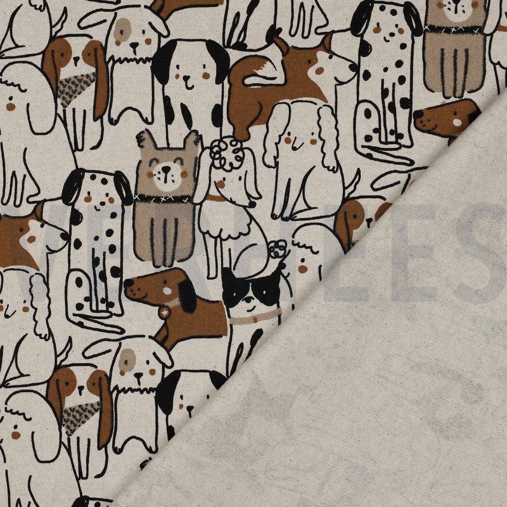 CANVAS LINEN LOOK DOGS NATURAL #4