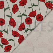 COATED CANVAS LINEN LOOK POPPY FLOWERS NATURAL (thumbnail) #4