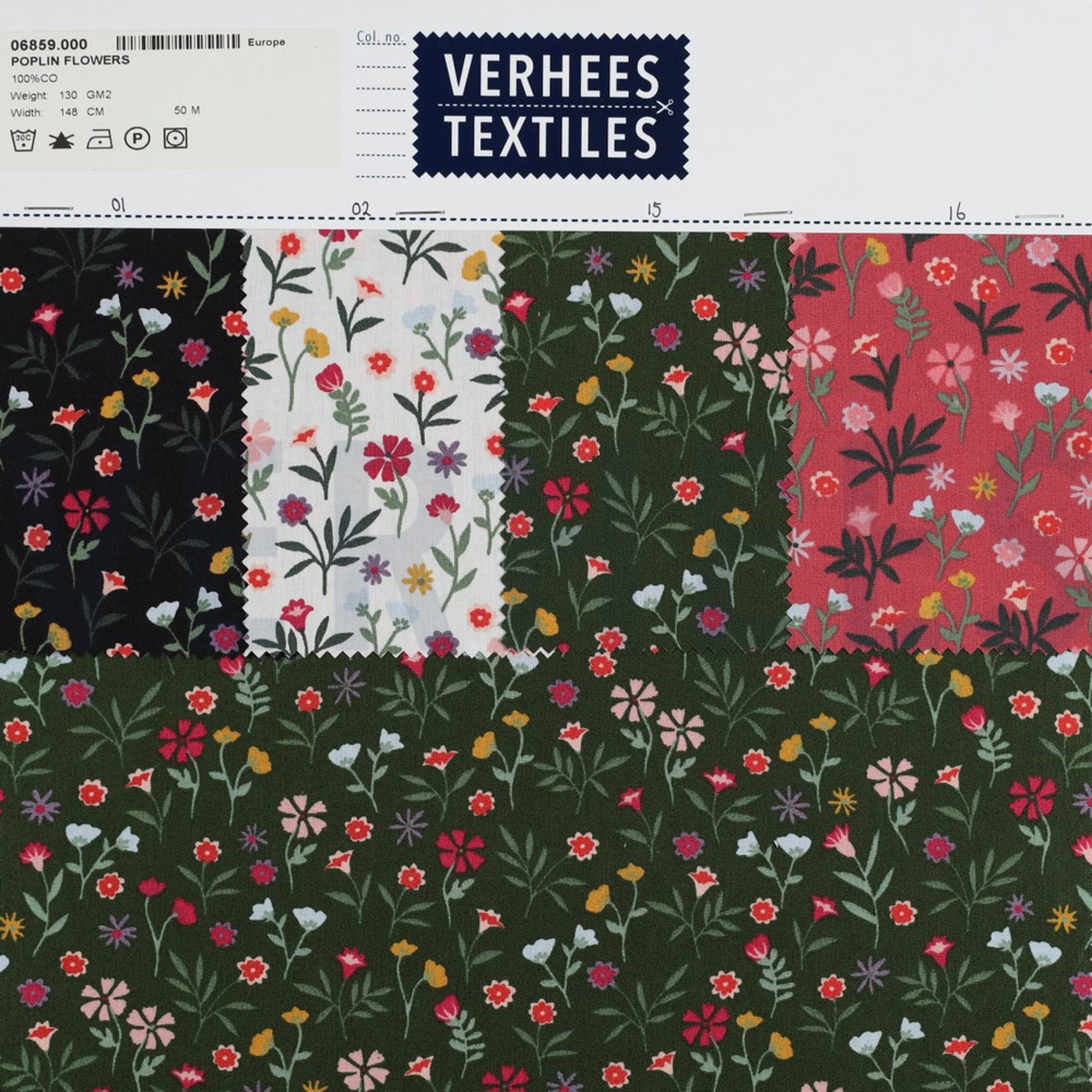 POPLIN FLOWERS DARK ROSE (high resolution) #4