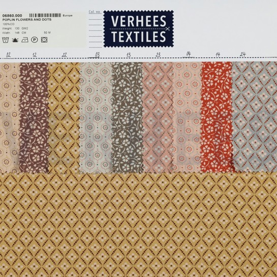 KATOENEN POPLIN BLOEMEN EN STIPPEN POEDER #7