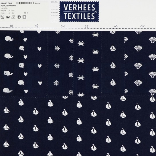 KATOENEN POPLIN MARINE MARINEBLAUW #7