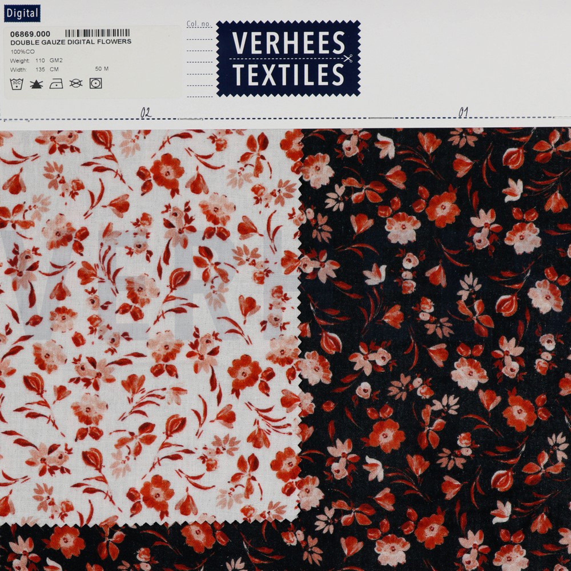 DOUBLE GAUZE DIGITAL FLOWERS BLACK (high resolution) #4