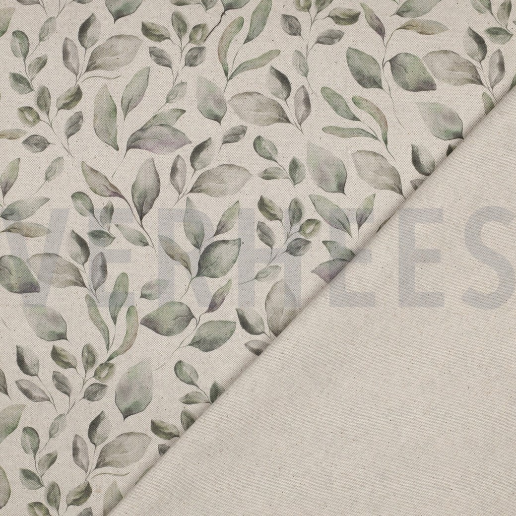 CANVAS LINEN LOOK DIGITAL LEAVES NATURAL #4