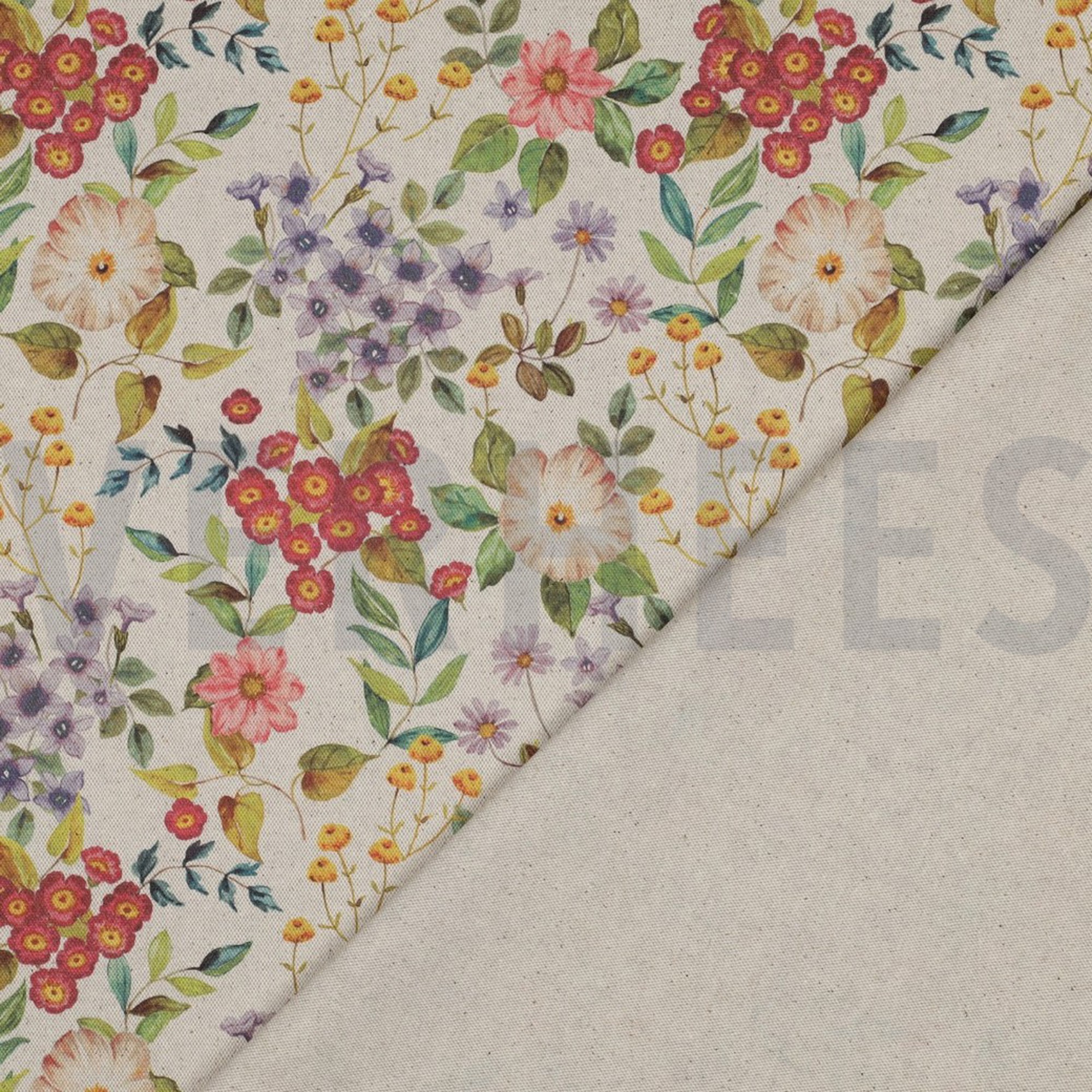 CANVAS LINEN LOOK DIGITAL FLOWERS NATURAL (high resolution) #4